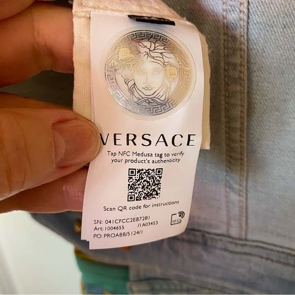 NWT VERSACE Mixed Media Denim Jacket - Picture 9 of 16